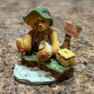 Cherished Teddies Fishing Bear Figurine - Green and Yellow